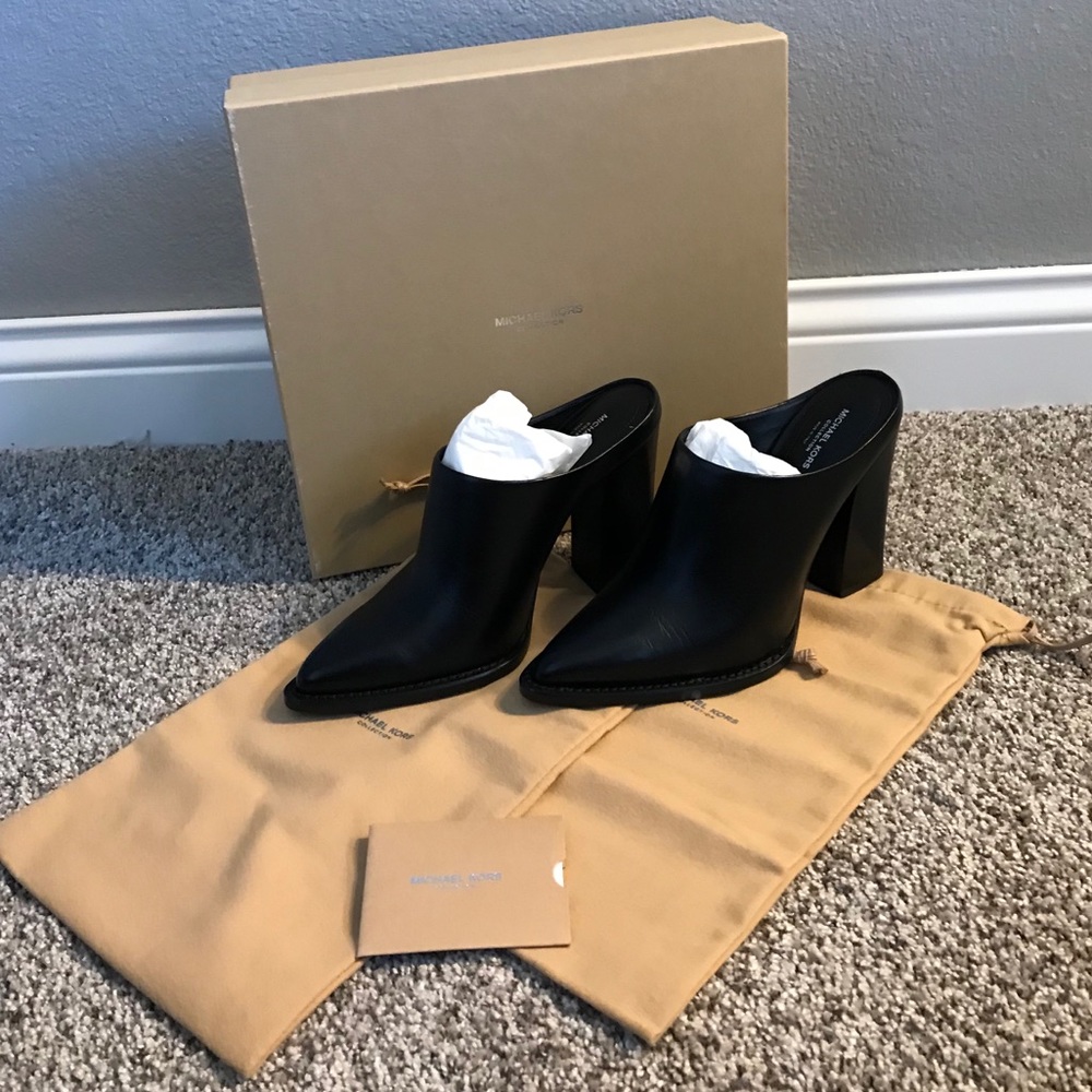 Michael Kors Collection Black Leather Mule